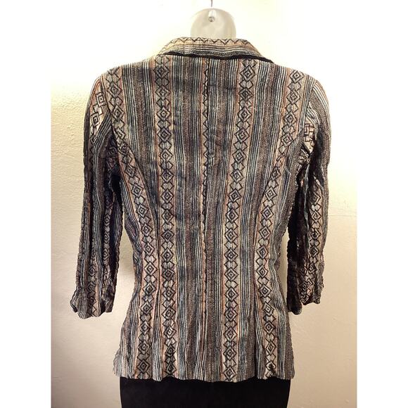 Alberto Makali Multi Color Crinkle Knit "Missoni Look" Mid Sleeve Jacket Top M - Picture 5 of 11